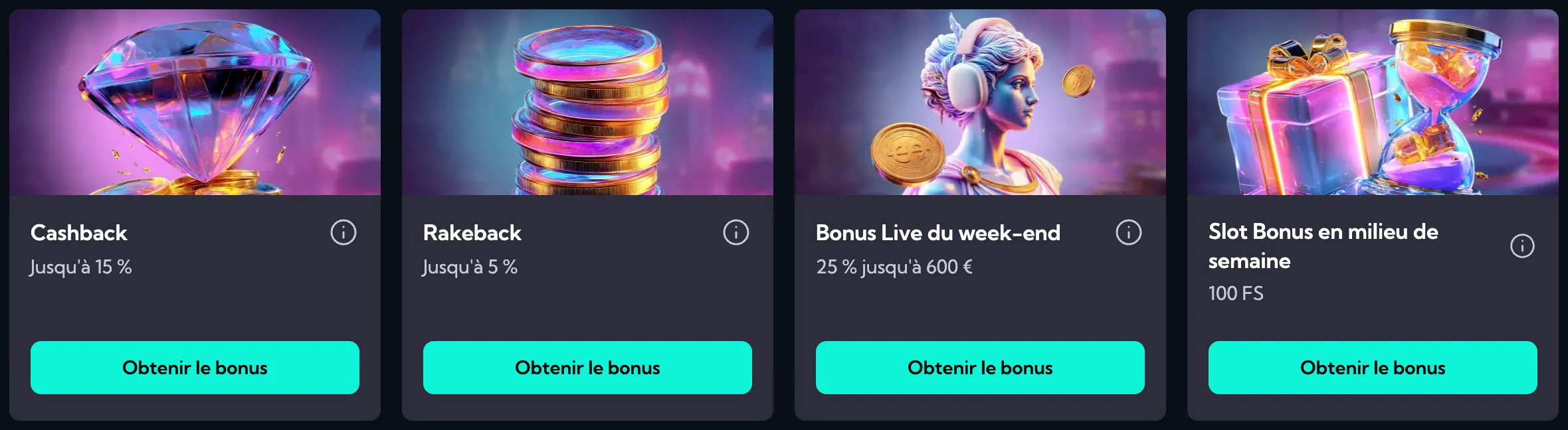 Page des promotions actives et des bonus spéciaux sur Spinalto Casino